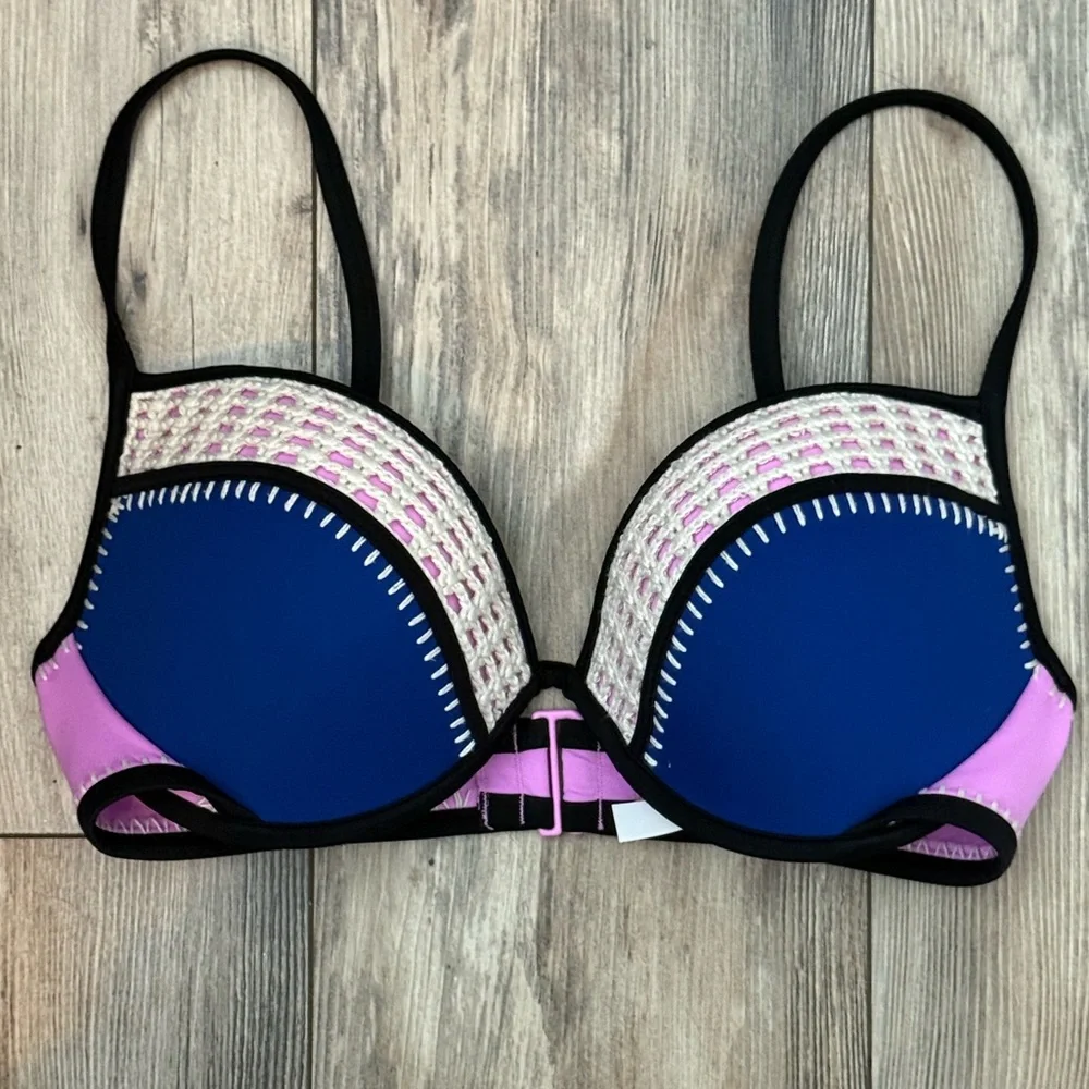 Victoria's Secret Blue and Pink Bikini Top 34DD